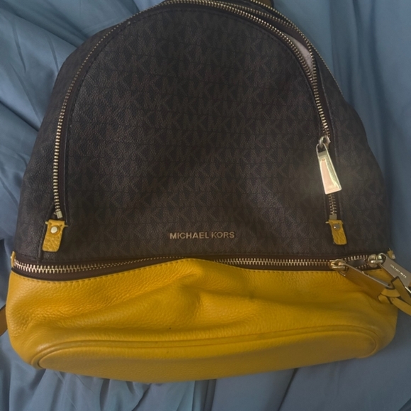 Michael Kors Black and Yellow Backpack - Picture 1 of 3